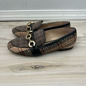 Louise et Cie Lo Brone Brown Plaid Chain Loafers